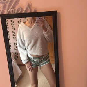 Cozy White V-Neck Sweater